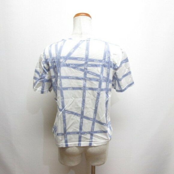 Hermès Paris Blue and White Bolduc Ribbon Print T-Shirt - Made in France, Size M - Picture 2 of 5